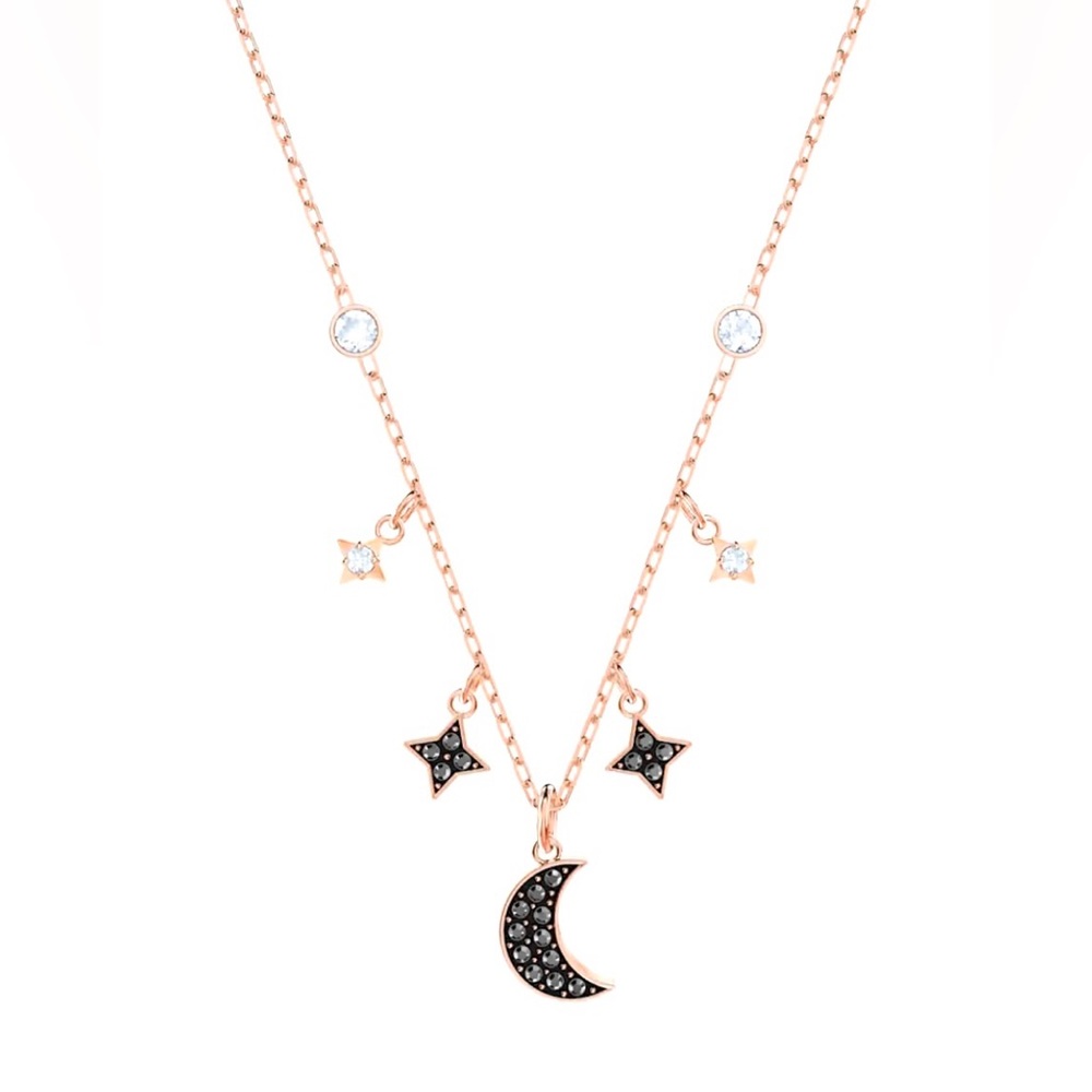 NWOT Swarovski Symbolica Necklace Moon & Star Rose Gold-Tone 🌙⭐️